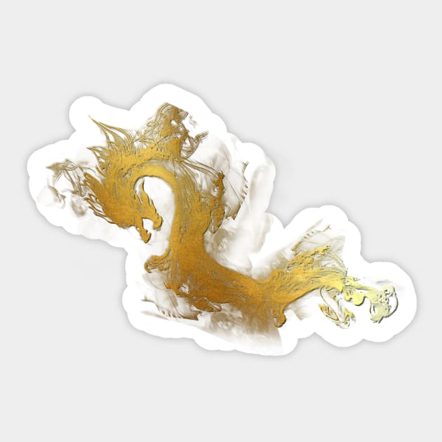 Mystic Golden Dragon Gold plated Mysthical Sticker by ernstc